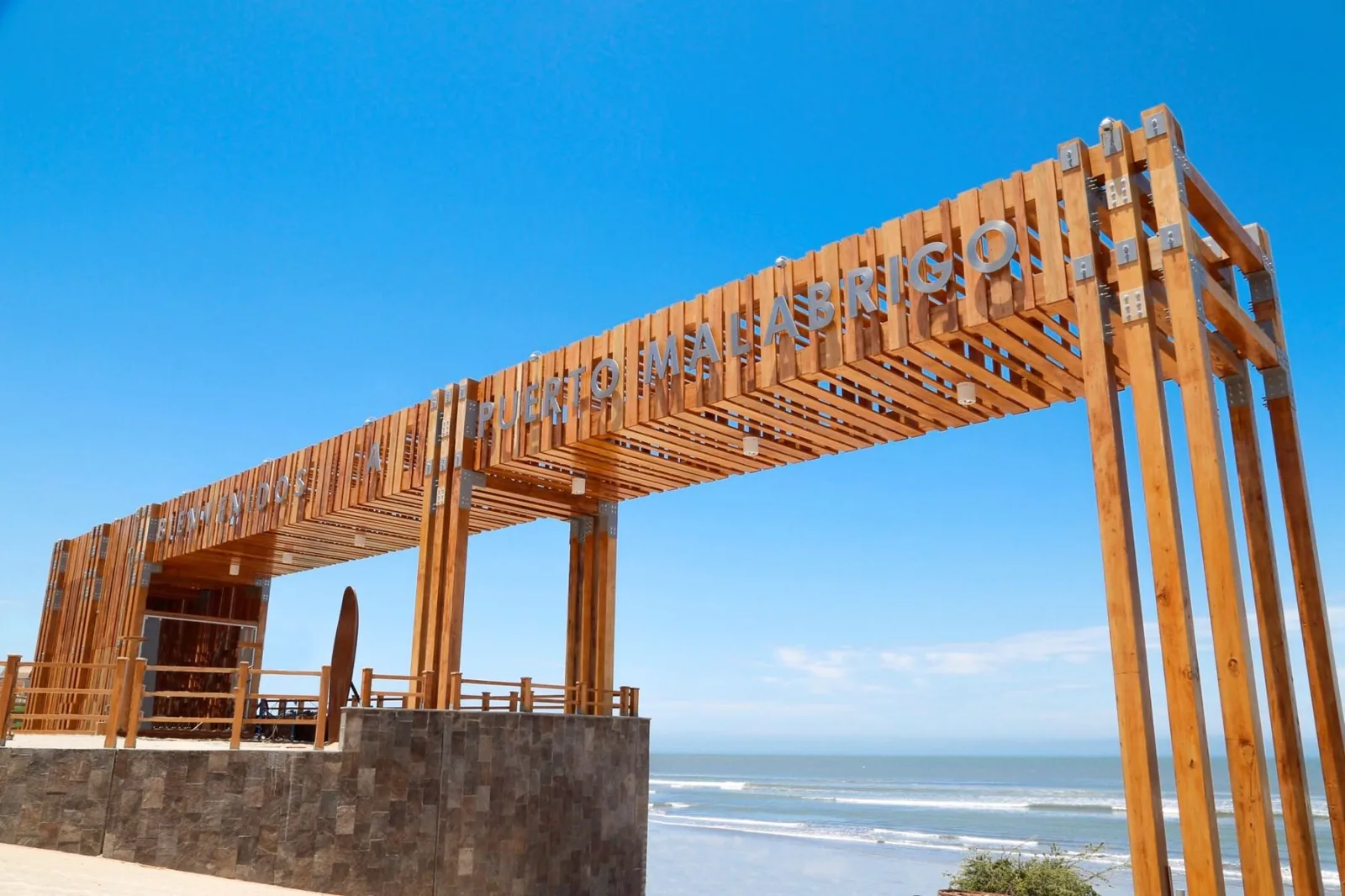 Wooden gateway of the new seafront at Puerto Malabrigo