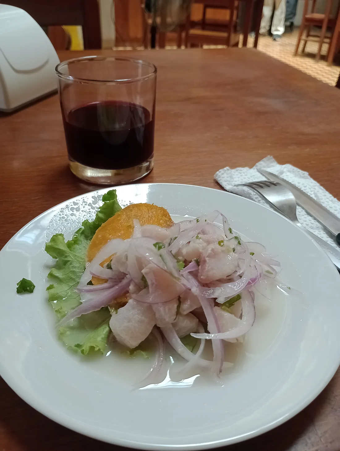 Ceviche as the starter of the set lunch, served in the café-bar